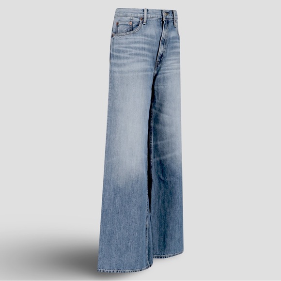 New Re/Done Low Rider Loose in Vintage Flow. Wide leg split seam low rise jean - Picture 5 of 16